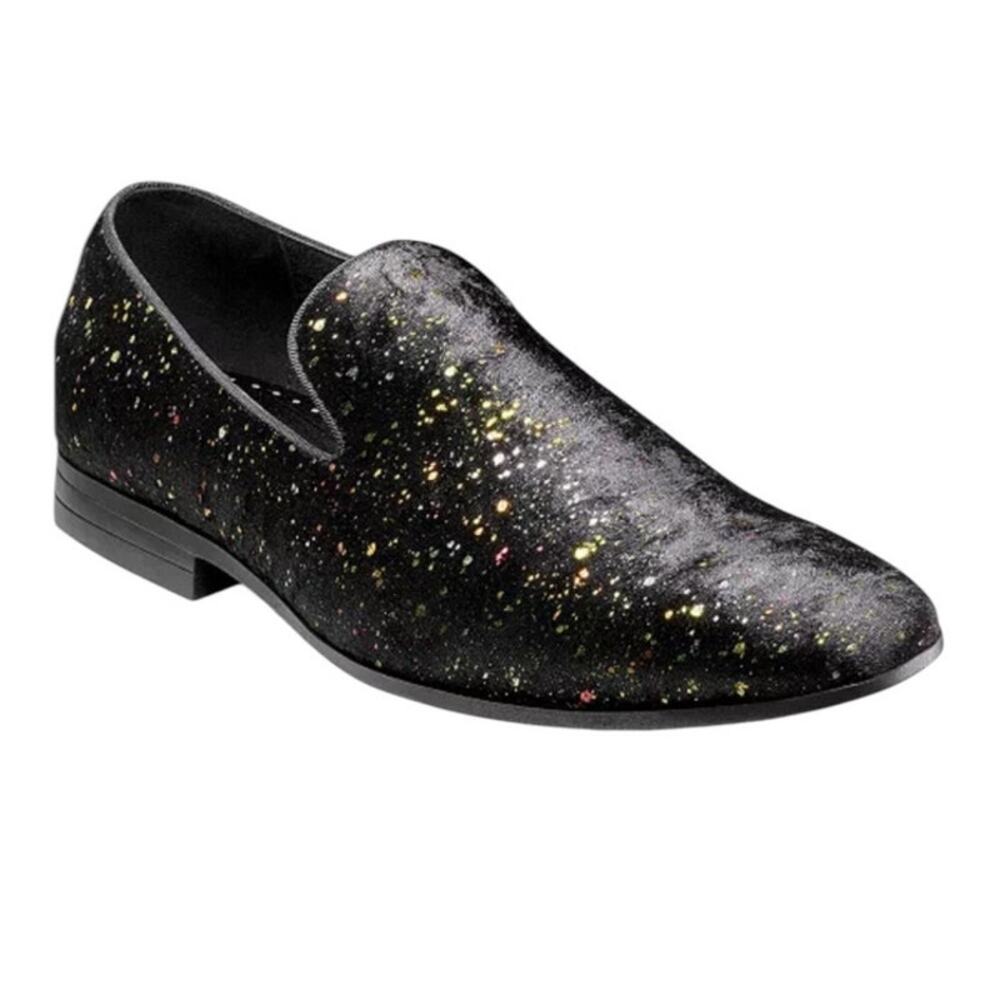 Stacy Adams Men's Stellar Glitter Plain Toe Slip On Loafer Black Velour Size 12 - Picture 5 of 12